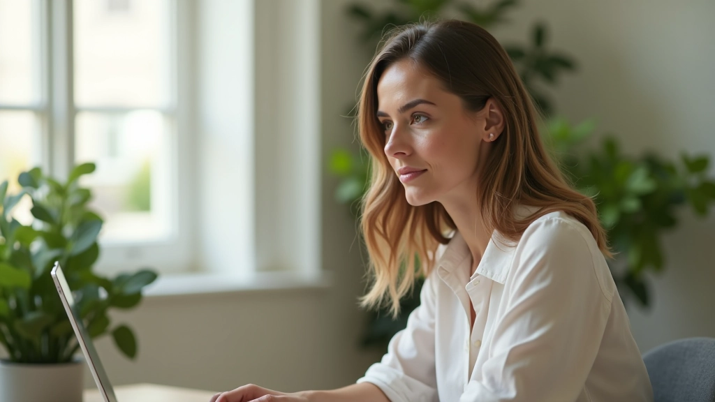 Mulher a analisar tabela de despesas mensais num computador portátil